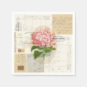 Vintage rosa Hydranga französische Serviette