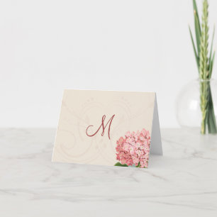 Vintage Rosa-Hydrangea-Monogramm-Mitteilungskarten