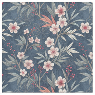 Vintage rosa japanisches Kirschblüten-Blumendesign Stoff