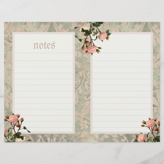 Vintage Rosa-Journal-Seite (Hintergrund der Rollen (Vorderseite)