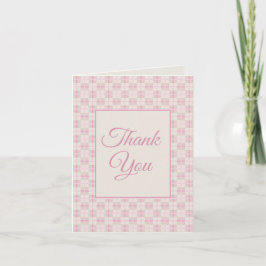Vintage rosa kariertes Baby Shower Danksagung Dankeskarte