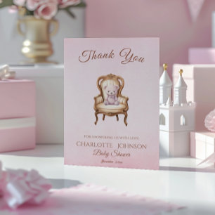 Vintage Rosa Klassisches Mädchen Baby Shower Danke