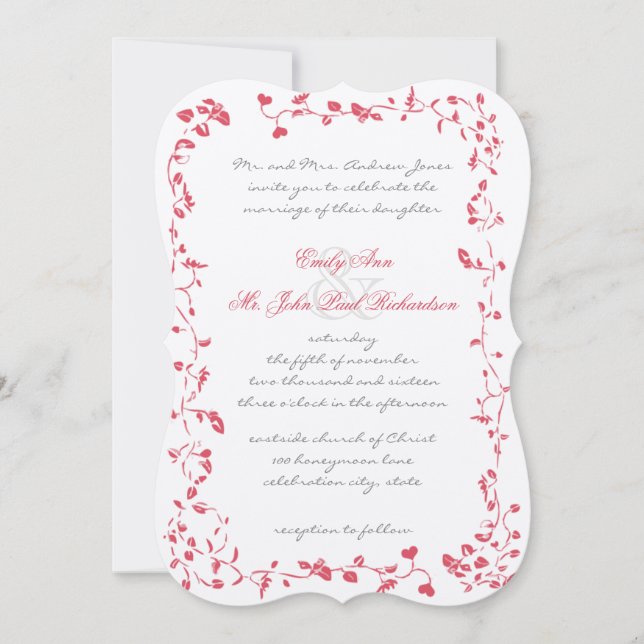 Vintage Rosa Klettersteig Rose Hochzeit Einladung (Vorderseite)