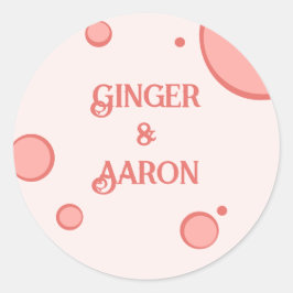 Vintage rosa Kreise Groovy Retro Wedding Runder Aufkleber