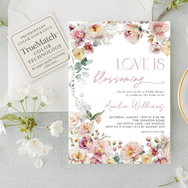 Vintage rosa Liebe blüht Brautparty Einladung (Von Creator hochgeladen)