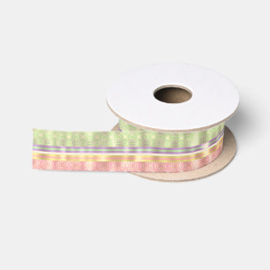 Vintage rosa, lila, grün floral gestreift satinband