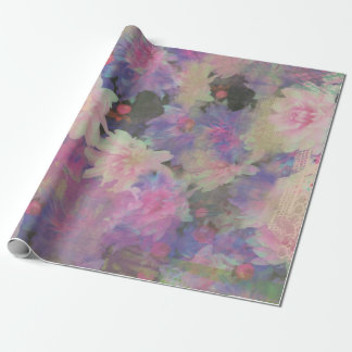 Vintage Rosa Lila Spitze schöne Blume Geschenkpapier