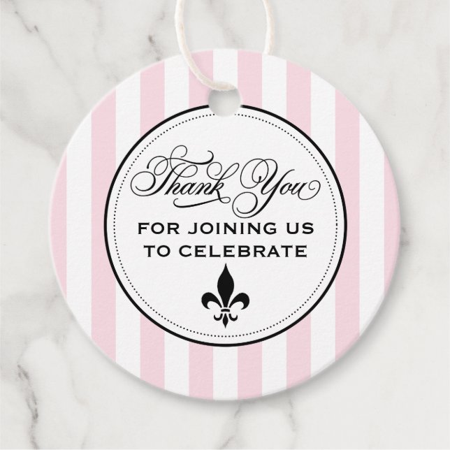 Vintage rosa Lilie Französisches Brautparty Geschenkanhänger (Vorderseite)