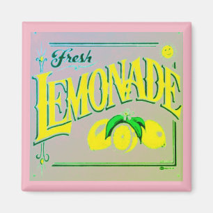Vintage rosa Limonaden-Schild Zitronenfrucht Somme Magnet