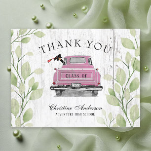 Vintage Rosa LKW Rustikale Abschluss Dankeschön Postkarte