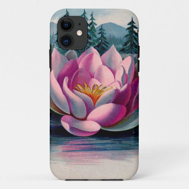 Vintage Rosa Lotus-Blume Case-Mate iPhone Hülle (Rückseite)