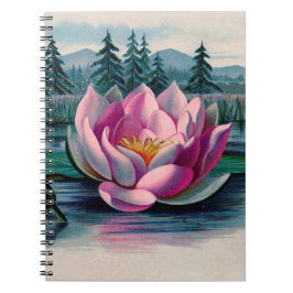Vintage Rosa Lotus-Blume Notizblock