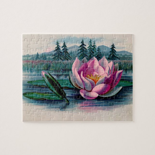 Vintage Rosa Lotus-Blume Puzzle (Horizontal)