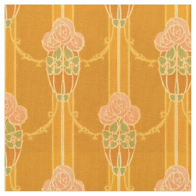 Vintage rosa Mackintosh Style Rose Cluster Muster Stoff (Nahaufnahme)