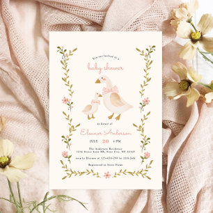 Vintage-Rosa-Mädchen-Baby-Party Einladung