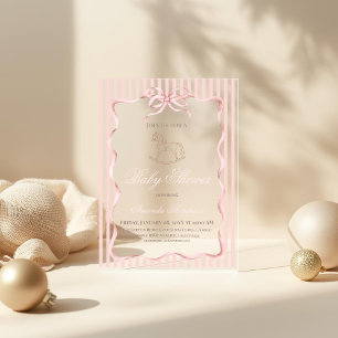 Vintage-Rosa-Mädchen-Schaukelpferd-Baby-Shower Acryleinladungen