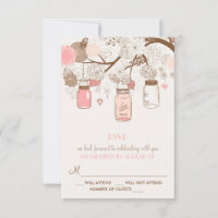 Vintage rosa Mason-Jars und Blume RSVP-Karte