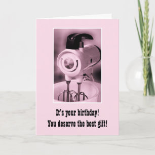 Vintage-Rosa-Mixer Happy Birthday Humor Karte
