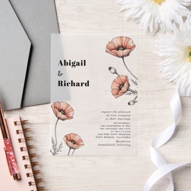 Vintage Rosa Mohnblüten Wildblumen Blumenhochzeit (Hochzeit)