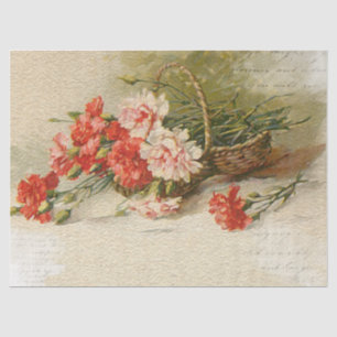 Vintage rosa Nelken mit Skriptdecoup  Seidenpapier