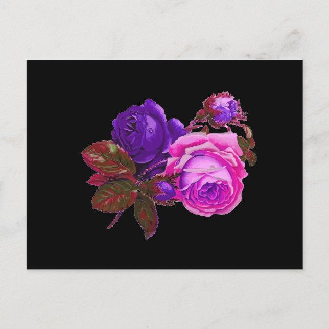 Vintage Rosa Neon Rose - Geschenke Postkarte (Vorderseite)