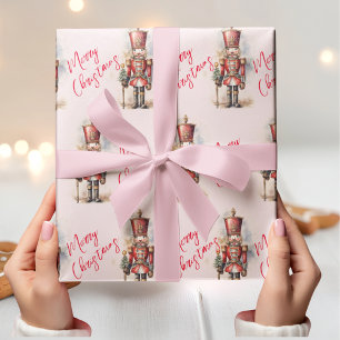 Vintage rosa Nussknacker & Frohe Weihnachten Geschenkpapier