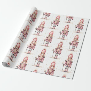 Vintage Rosa Nussknacker Wasserfarbe Minimalistisc Geschenkpapier