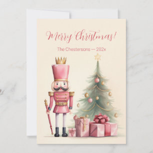 Vintage-Rosa-Nussknacker-Weihnachtskarte Feiertagskarte
