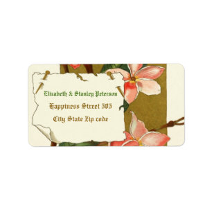 Vintage Rosa Oleander Blume Hochzeitslabel Adressaufkleber