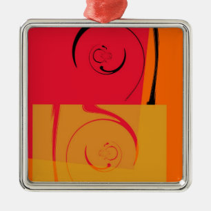 Vintage Rosa, Orange, Gelb, Schwarz-Retro-Kunst De Ornament Aus Metall