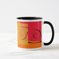 Vintage Rosa, Orange, Gelb, Schwarz-Retro-Kunst De