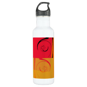 Vintage Rosa, orange, gelbe Retro-Kunst Deko Trinkflasche