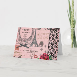 Vintage rosa Paris-Collage Karte