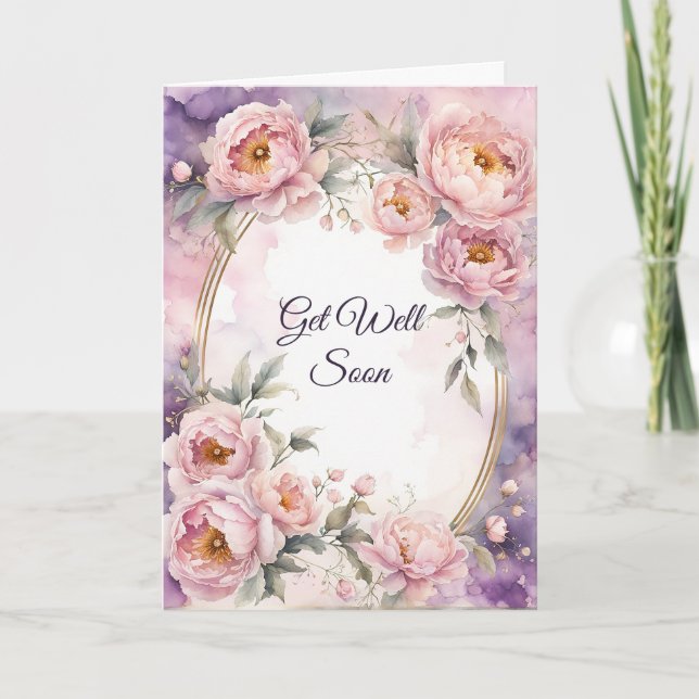 Vintage Rosa-Peak-Oval-Rahmen Karte (Vorderseite)