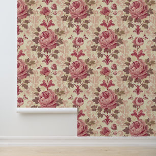 Vintage rosa Pfingstrosenblüte und -blütenblätter Tapete
