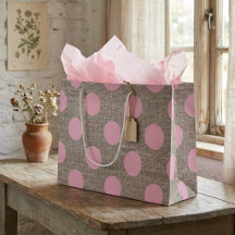 Vintage rosa Polka-Punkte auf Burlap