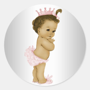 Vintage-Rosa-Prinzessin-Baby-Shower-Aufkleber Runder Aufkleber