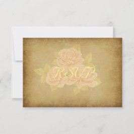 Vintage rosa romantische Rose Franzose Goldfleurde RSVP Karte