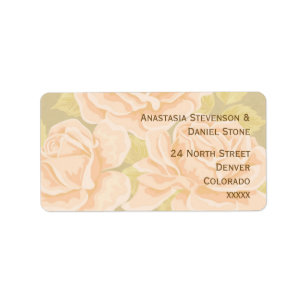 Vintage, rosa romantische Rose mit goldfarbenem Fl Adressaufkleber