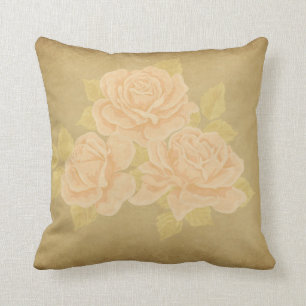 Vintage, rosa romantische Rose mit goldfarbenem Fl Kissen