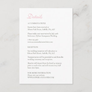 Vintage Rosa Rose Spitzen Hochzeit Details Begleitkarte