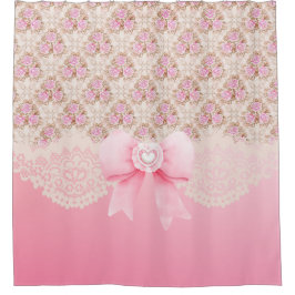 Vintage rosa Rose, Streifen und Leiste Duschvorhang
