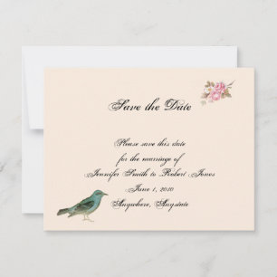 Vintage rosa Rose und Robin Wedding speichern das  Save The Date