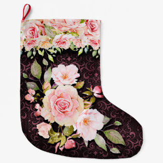 Vintage rosa Rose und Spitze Großer Weihnachtsstrumpf