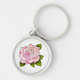 Vintage rosa Rose Zeichnend Schlüsselanhänger