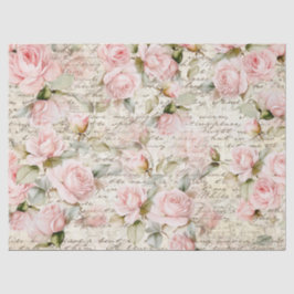 Vintage Rosa Rosen Alte Buchstabendekouation Seidenpapier