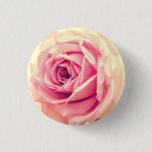 Vintage rosa Rosen-Blumen Button
