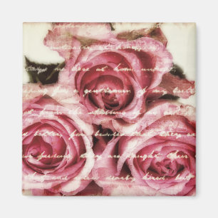 Vintage rosa Rosen Magnet