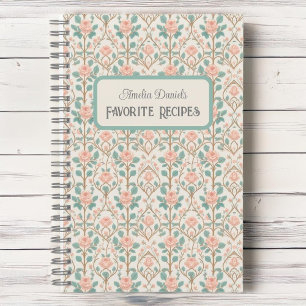 Vintage-Rosa-Rosen-Persönliches-Rezept-Notizbuch Notizbuch