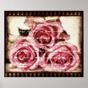 Vintage rosa Rosen Poster